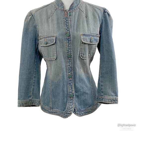 Dana Buchman Pufff Sleeve Denim Jean Jacket EUC - Picture 3 of 11